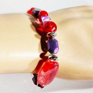``RH25110 Hand-Made RH Red, Purple & Silver Bracelet